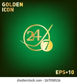 24 7 icon. open 24 hours a day and 7 days a week icons