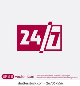 24 7 icon. open 24 hours a day and 7 days a week icons 24/7