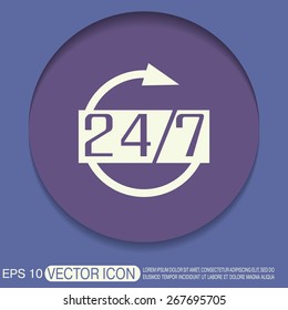 24 7 icon. open 24 hours a day and 7 days a week icons