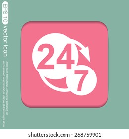 24 7 icon. open 24 hours a day and 7 days a week icons