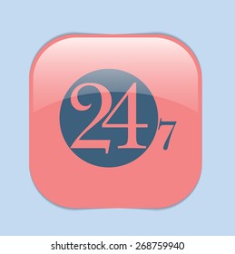 24 7 icon. open 24 hours a day and 7 days a week icons