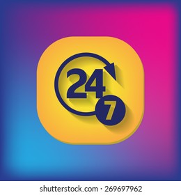 24 7 icon. open 24 hours a day and 7 days a week icons