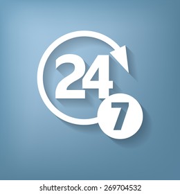 24 7 icon. open 24 hours a day and 7 days a week icons 24/7