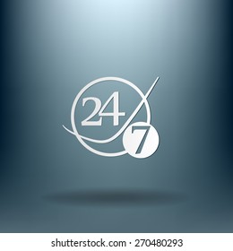 24 7 icon. open 24 hours a day and 7 days a week icons