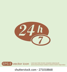 24 7 icon. open 24 hours a day and 7 days a week icons