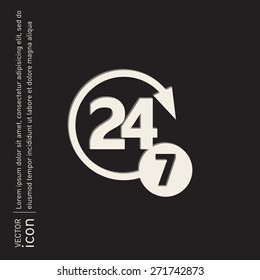 24 7 icon. open 24 hours a day and 7 days a week icons