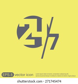 24 7 icon. open 24 hours a day and 7 days a week icons