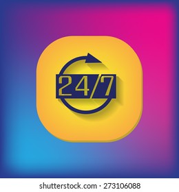 24 7 icon. open 24 hours a day and 7 days a week icons