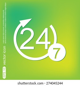 24 7 icon. open 24 hours a day and 7 days a week icons