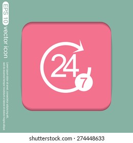 24 7 icon. open 24 hours a day and 7 days a week icons