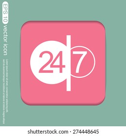 24 7 icon. open 24 hours a day and 7 days a week icons