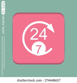24 7 icon. open 24 hours a day and 7 days a week icons