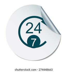 24 7 icon. open 24 hours a day and 7 days a week icons