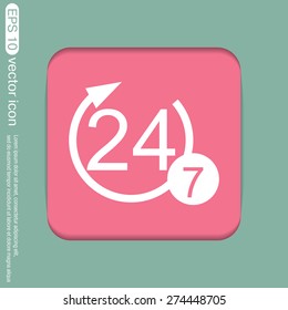 24 7 icon. open 24 hours a day and 7 days a week icons