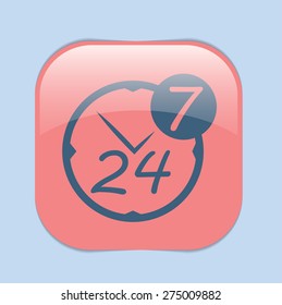 24 7 icon. open 24 hours a day and 7 days a week icons