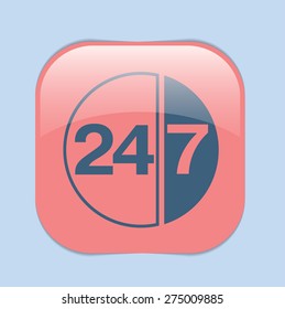 24 7 icon. open 24 hours a day and 7 days a week icons