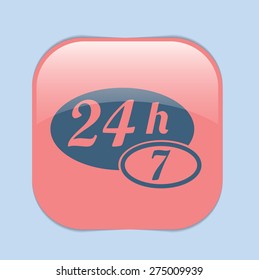 24 7 icon. open 24 hours a day and 7 days a week icons