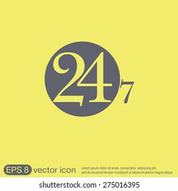 24 7 icon. open 24 hours a day and 7 days a week icons