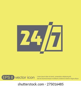 24 7 icon. open 24 hours a day and 7 days a week icons