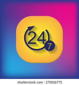 24 7 icon. open 24 hours a day and 7 days a week icons