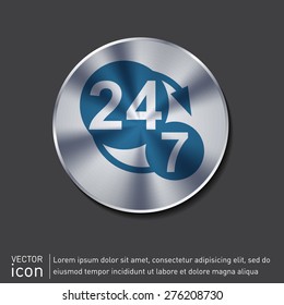 24 7 icon. open 24 hours a day and 7 days a week icons