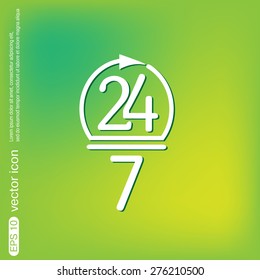 24 7 icon. open 24 hours a day and 7 days a week icons