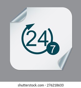 24 7 icon. open 24 hours a day and 7 days a week icons