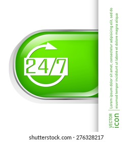 24 7 icon. open 24 hours a day and 7 days a week icons