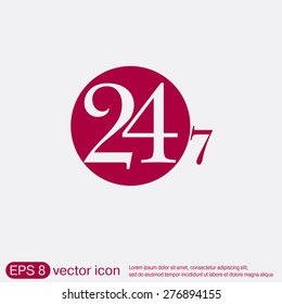 24 7 icon. open 24 hours a day and 7 days a week icons