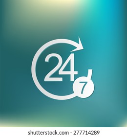 24 7 icon. open 24 hours a day and 7 days a week icons