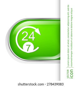 24 7 icon. open 24 hours a day and 7 days a week icons