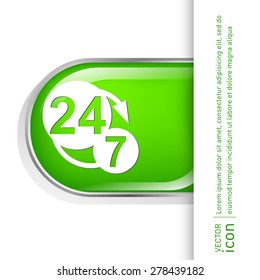 24 7 icon. open 24 hours a day and 7 days a week icons