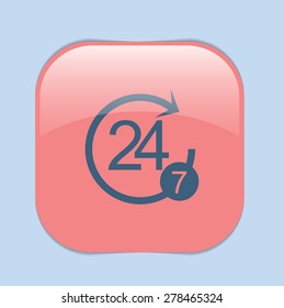 24 7 icon. open 24 hours a day and 7 days a week icons