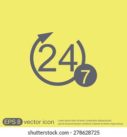 24 7 icon. open 24 hours a day and 7 days a week icons