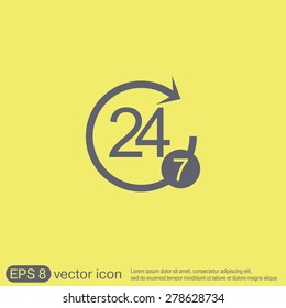 24 7 icon. open 24 hours a day and 7 days a week icons