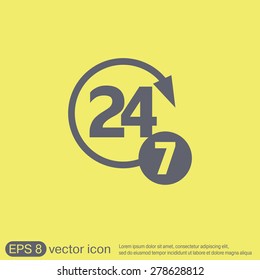 24 7 icon. open 24 hours a day and 7 days a week icons