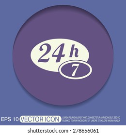 24 7 icon. open 24 hours a day and 7 days a week icons