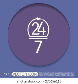 24 7 icon. open 24 hours a day and 7 days a week icons