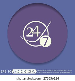 24 7 icon. open 24 hours a day and 7 days a week icons