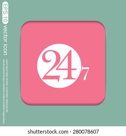 24 7 icon. open 24 hours a day and 7 days a week icons