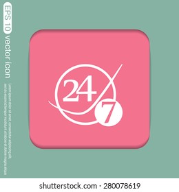 24 7 icon. open 24 hours a day and 7 days a week icons