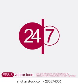 24 7 icon. open 24 hours a day and 7 days a week icons 24/7