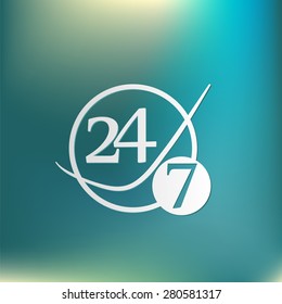 24 7 icon. open 24 hours a day and 7 days a week icons