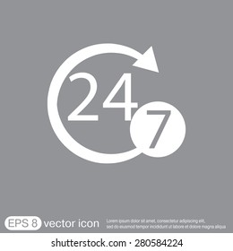 24 7 icon. open 24 hours a day and 7 days a week icons