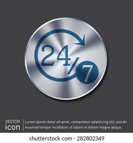24 7 icon. open 24 hours a day and 7 days a week icons