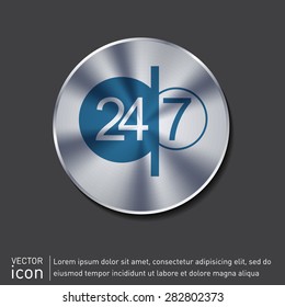24 7 icon. open 24 hours a day and 7 days a week icons