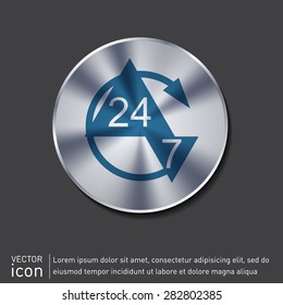 24 7 icon. open 24 hours a day and 7 days a week icons