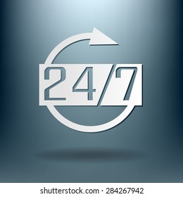 24 7 icon. open 24 hours a day and 7 days a week icons