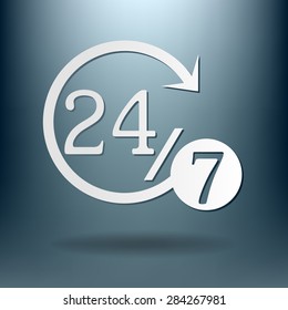 24 7 icon. open 24 hours a day and 7 days a week icons