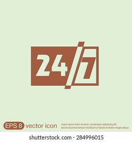 24 7 icon. open 24 hours a day and 7 days a week icons 24/7